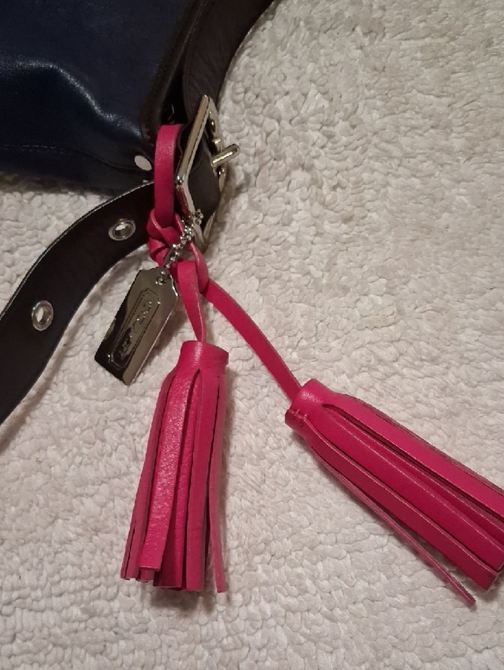 Coach Legacy Colorblock Navy and Hot Pink Leather Duffle Bag - Picture 9 of 9